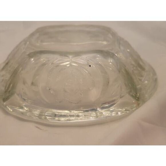 KIG Indonesia Pressed Heavy Glass Rose Pattern Vintqge Ashtray 4 Rest 6" - Picture 9 of 12